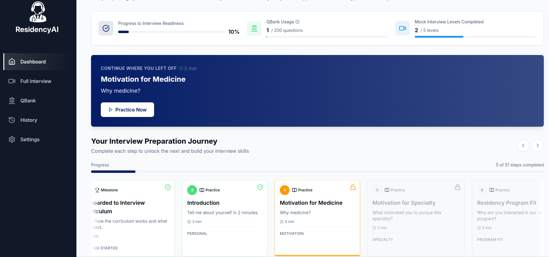 ResidencyAI app dashboard
